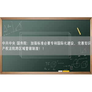 中共中央 国务院：加强标准必要专利国际化建设，完善知识产权法院跨区域管辖制度！！